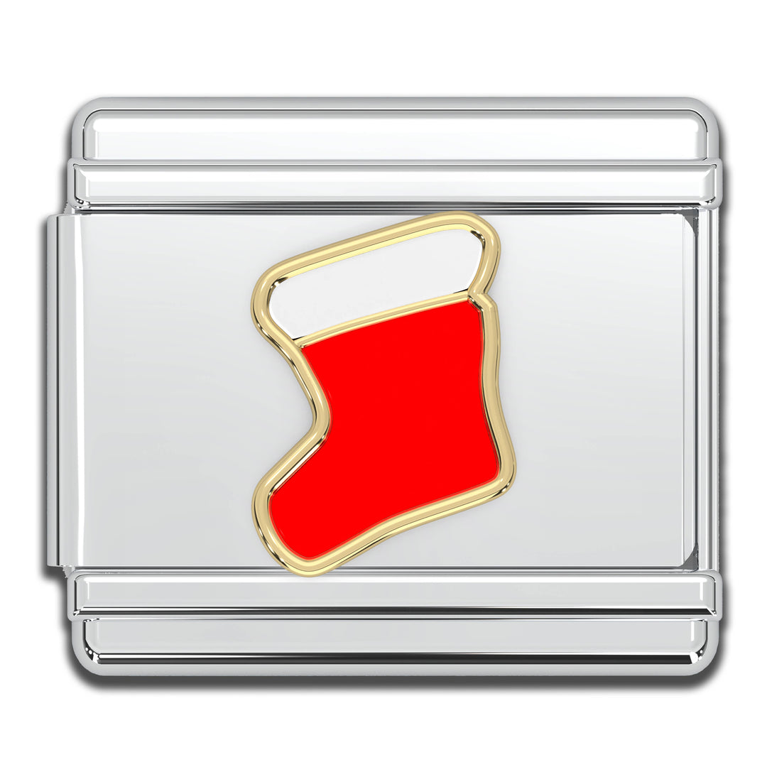 Natalia - Italian Bracelet Charm - Christmas Stocking 9mm Links