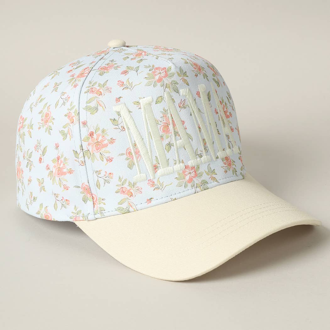 MAMA Embroidered Flower PatternTrucker Hat: PINK/PINK / ONE SIZE