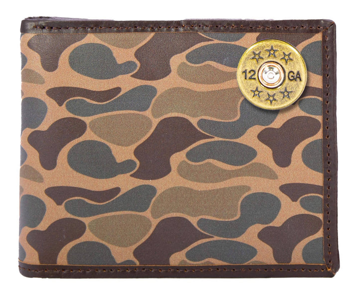 Zep-Pro - Shot Men's Bifold Old School Camo Leather Wallet.: Brown/Tan Camo