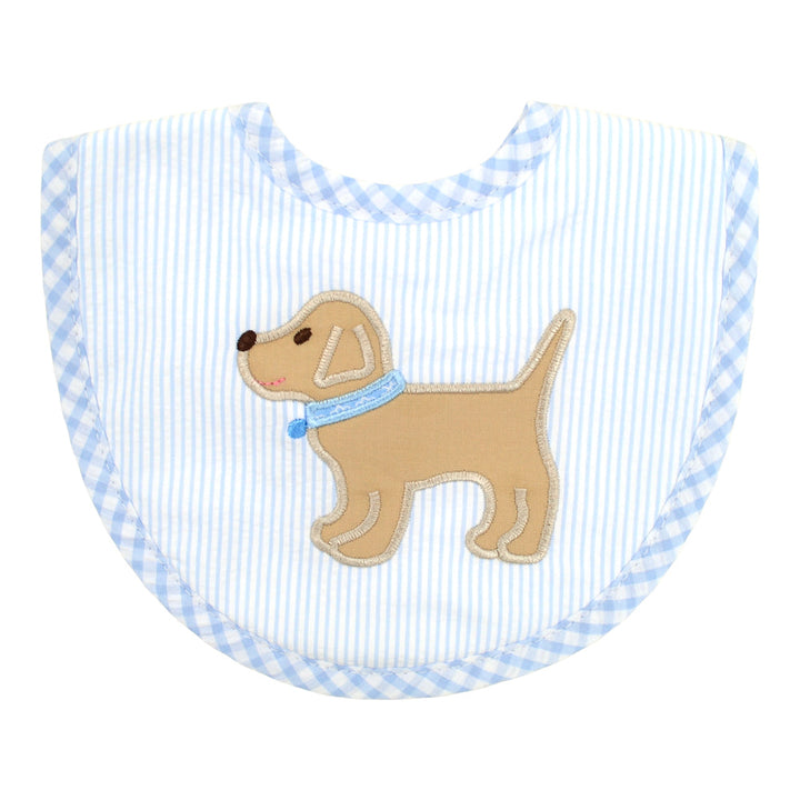 Puppy Applique Basic Bib- Blue & Pink