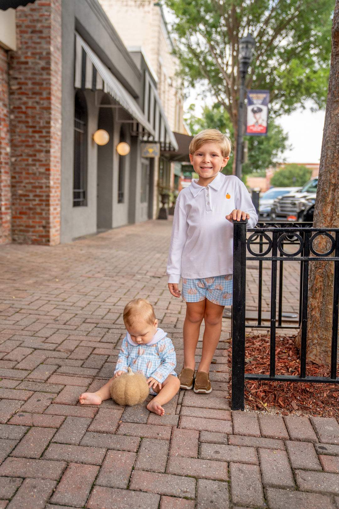 Blue Check Pumpkin Boy Shorts