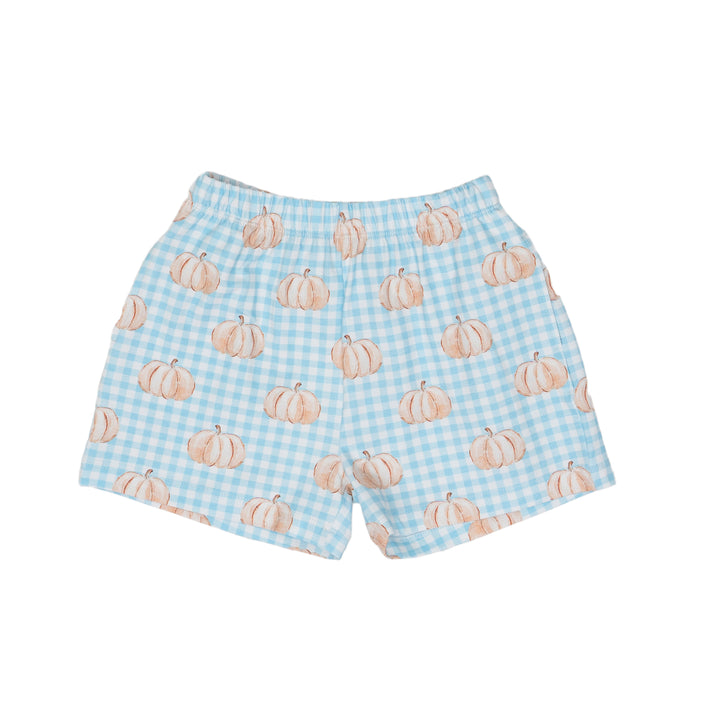 Blue Check Pumpkin Boy Shorts