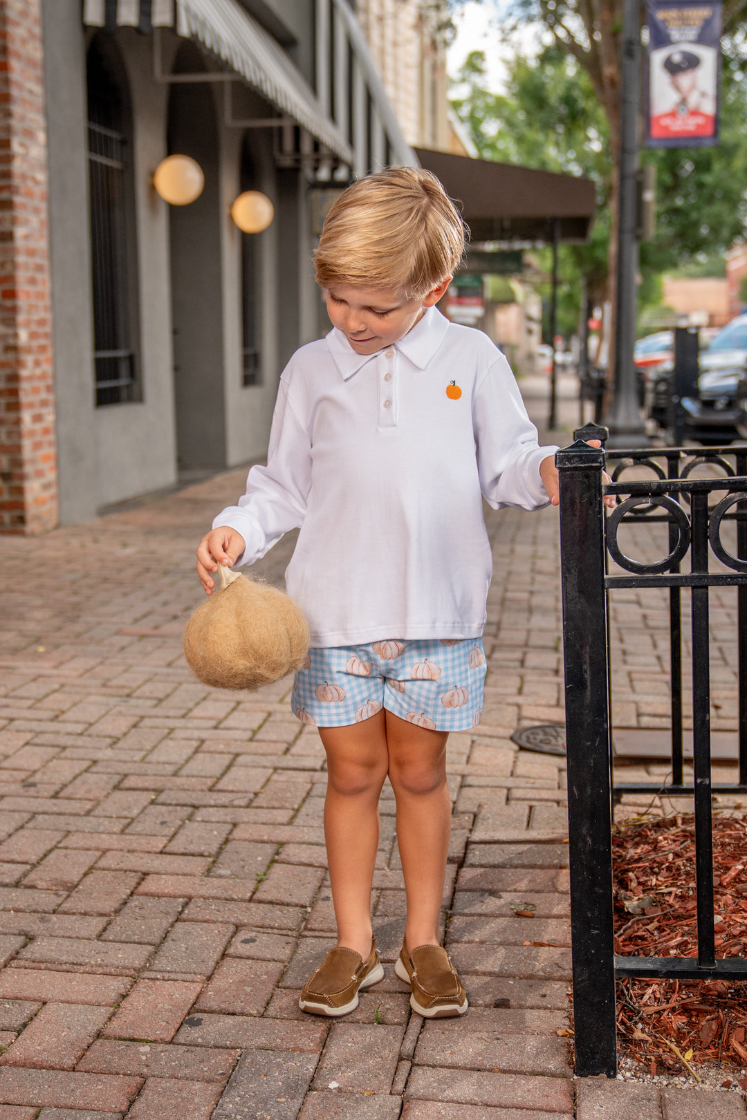 Blue Check Pumpkin Boy Shorts