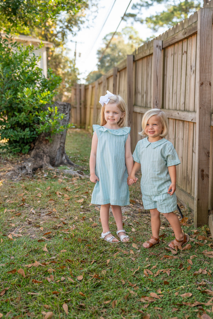 Ally Kole Blue & Green Stripe Dress