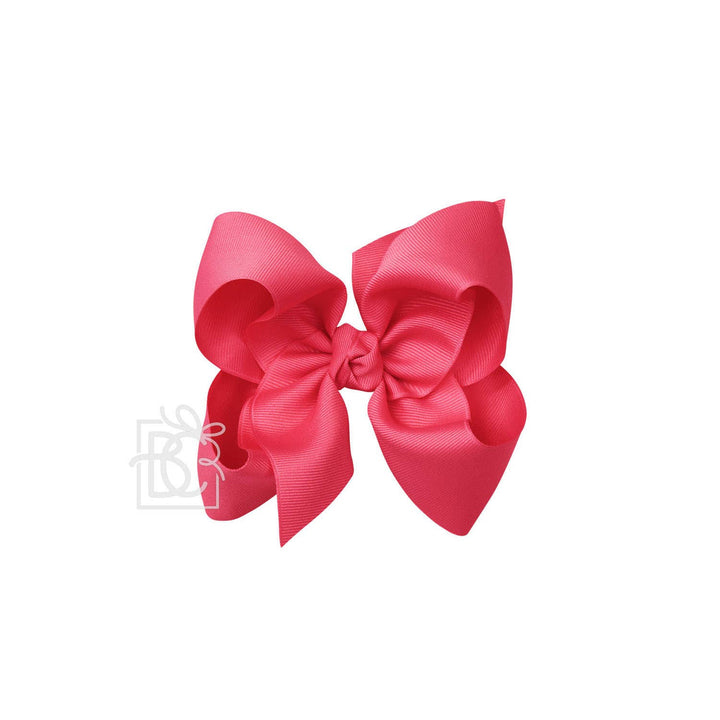 Beyond Creations, LLC - SIGNATURE GROSGRAIN BOW ON CLIP: 5.5" Huge - 2.25" Ribbon on Alligator Clip / FRENCH PINK
