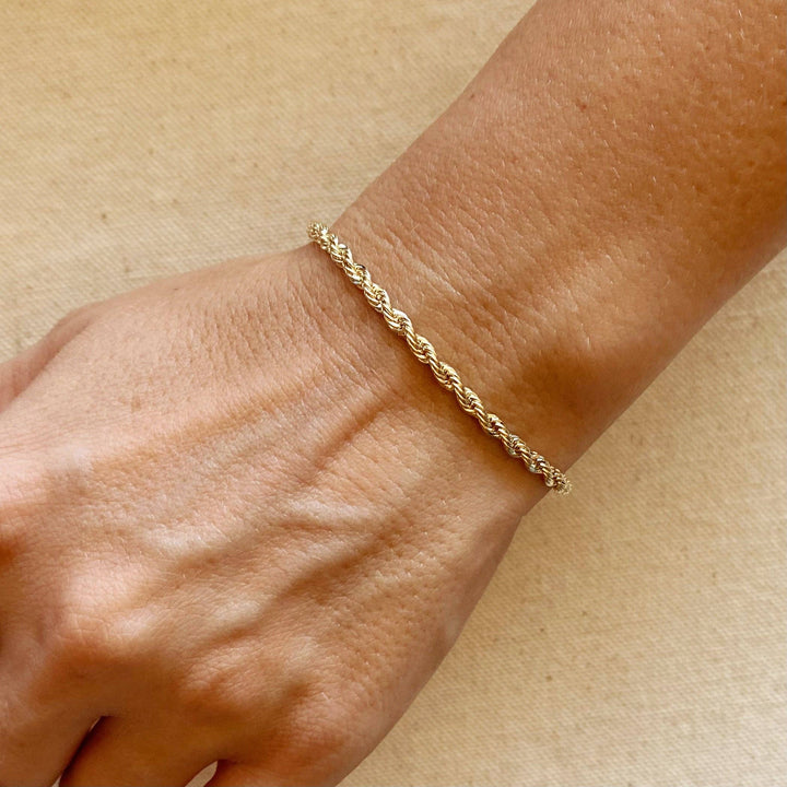 GoldFi - 18k Gold Filled 3mm Rope Bracelet: 8 inches