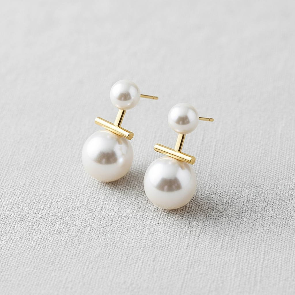 paperln - Pearl Drop Earrings with Zirconia Accents
