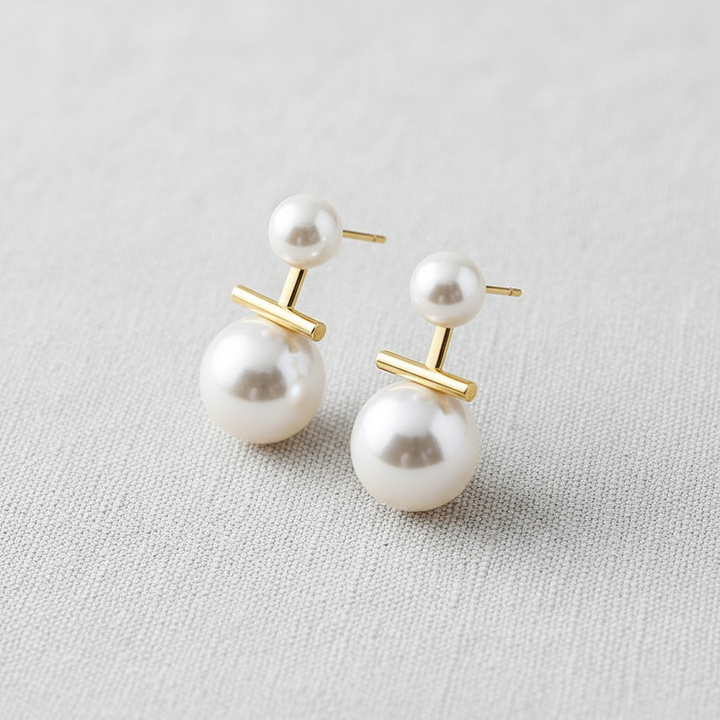paperln - Pearl Drop Earrings with Zirconia Accents