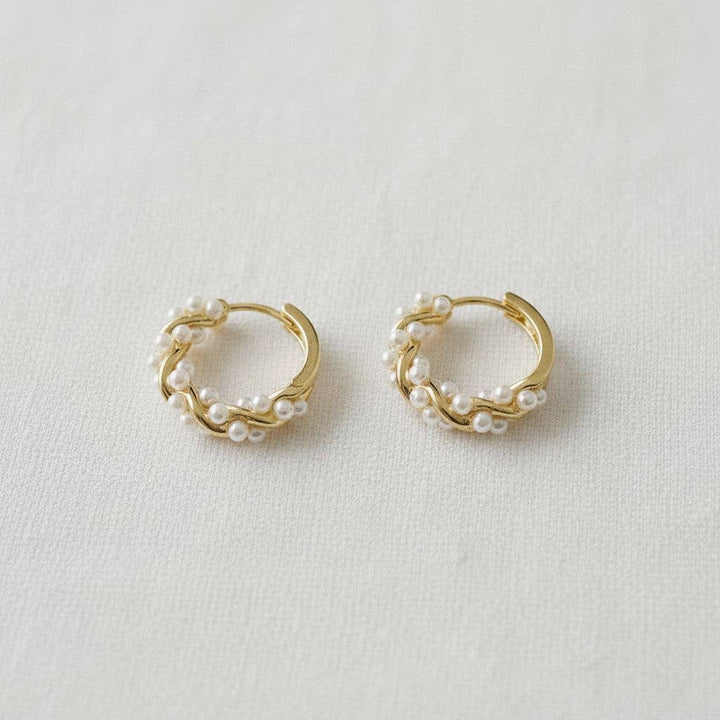 Ellemadera - Elegant French Inspired Pearl Hoop Earrings