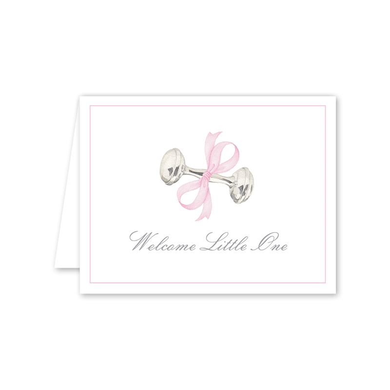 Dogwood Hill - Rattle and Bow Pink: Single Card