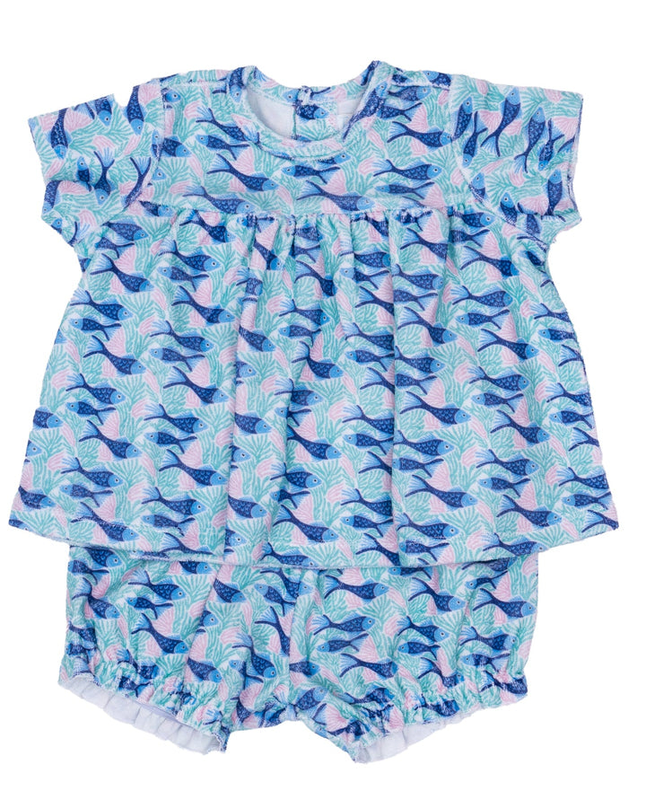 Ava Fishy Friends French Terry Cloth Bloomer Set