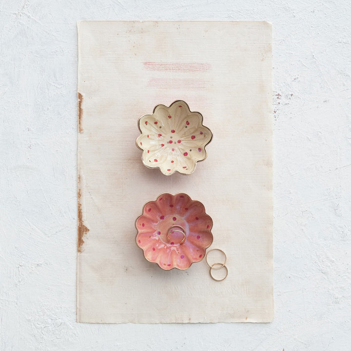 3-1/2" Rnd Stoneware Fluted Dish, Multi, 2 Styles