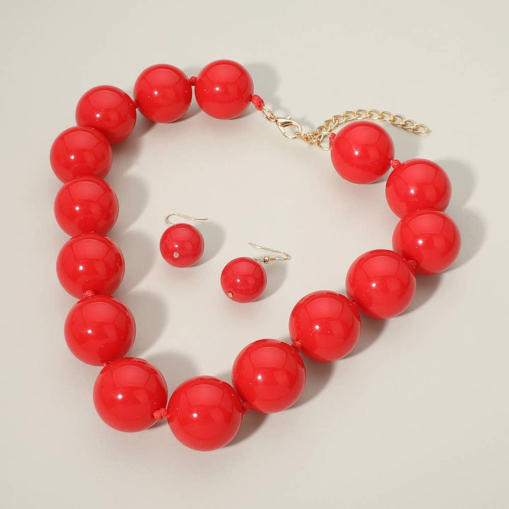 Sensibling Corp. - Chunky Ball Beaded Statement Necklace: Light Blue