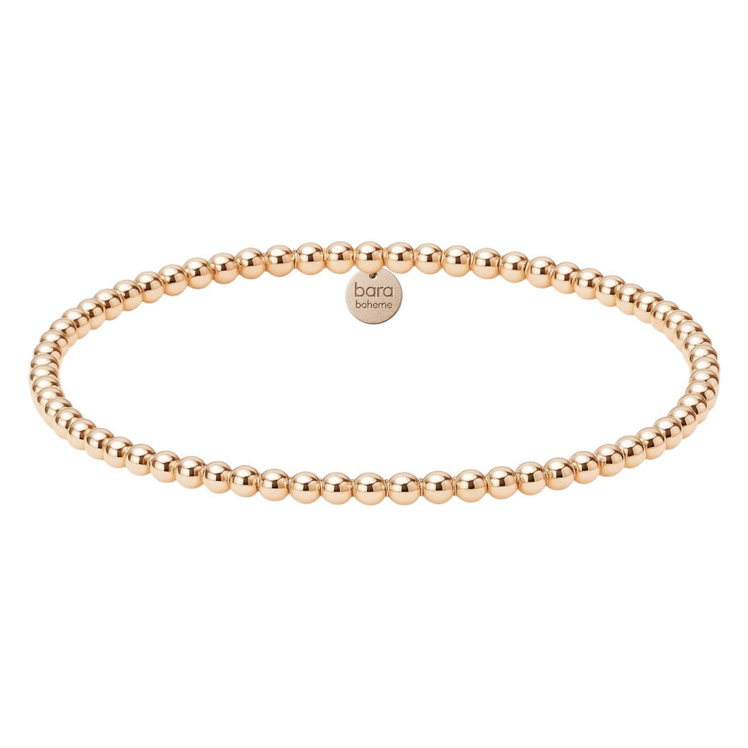 bara boheme - Classic 3MM | Gold Filled Beaded Bracelet: Gold Filled / Stretchy 6.5"