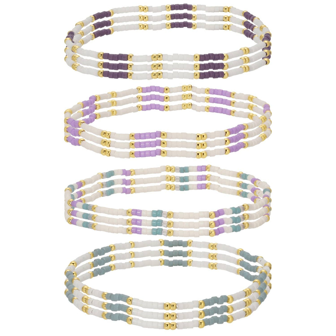 Splendid Iris -miyuki delica stretch bracelets: Soft Colors