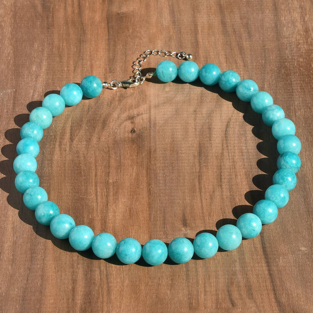 MKS America - Vintage Natural Stone Crystal Beaded Necklace: Green / M