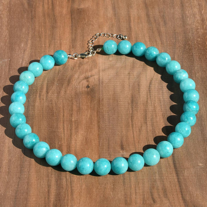 MKS America - Vintage Natural Stone Crystal Beaded Necklace: Green / M