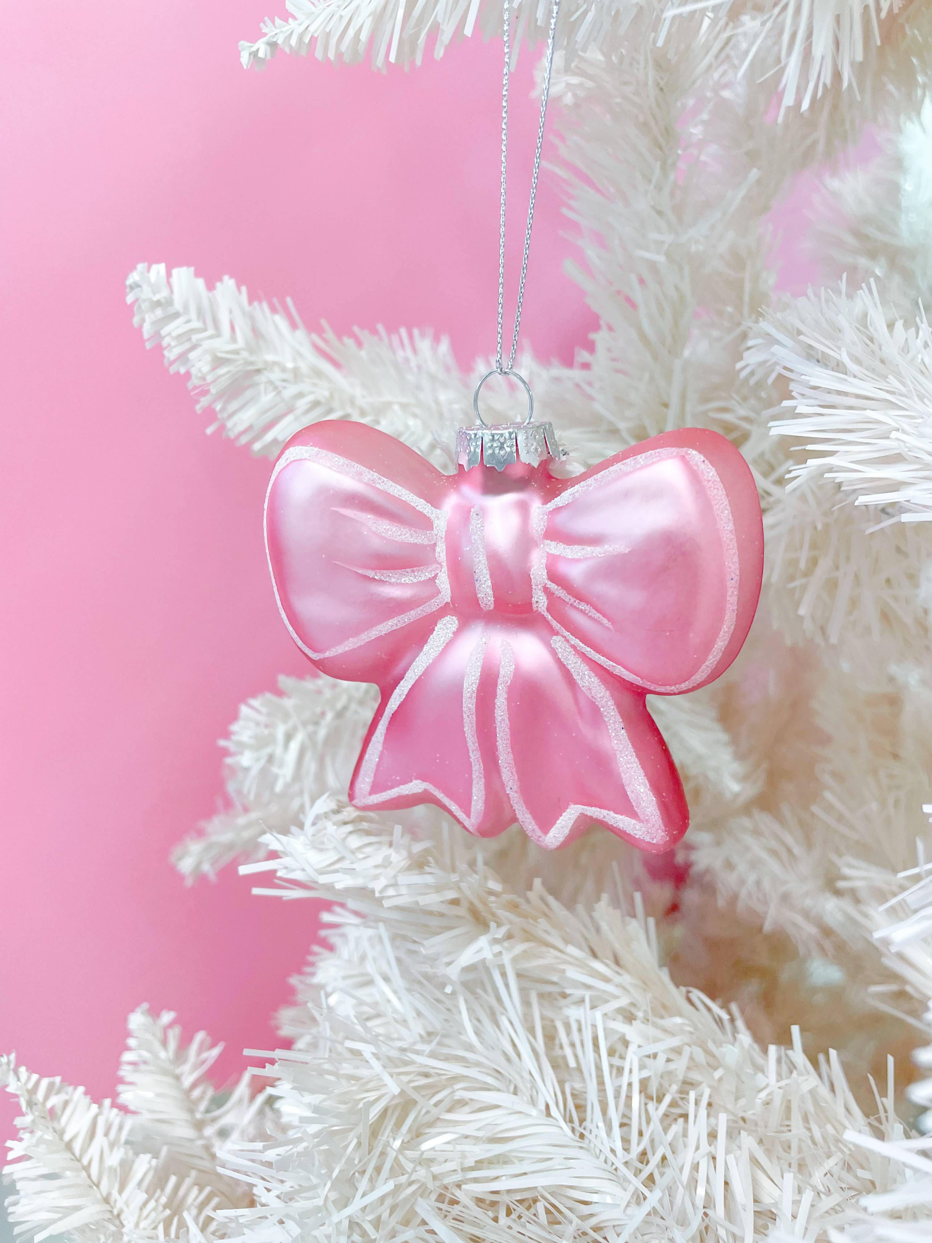 Rock Paper Scissors - Pink Bow Christmas Ornament - Thumbnail 2