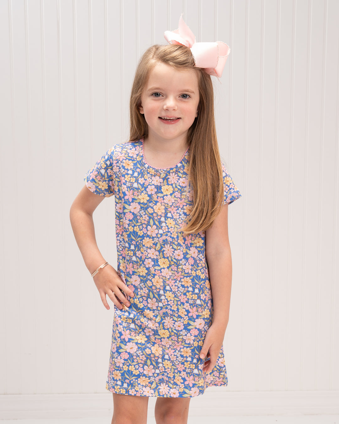 Mary Chase Ditsy Navy Pink Watercolor Dress