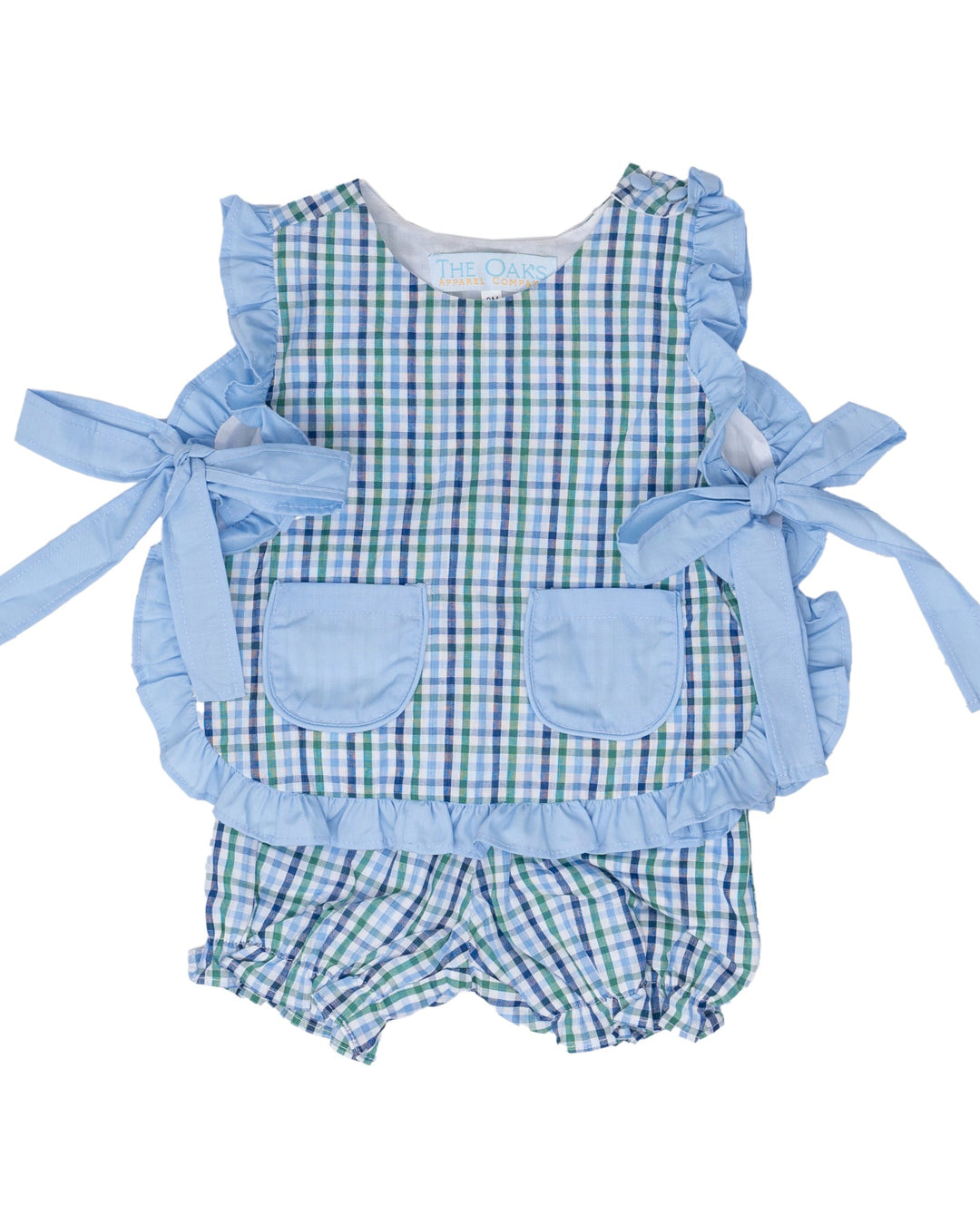 Lily Green & Blue Check Bloomer Set