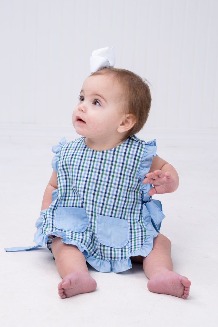 Lily Green & Blue Check Bloomer Set