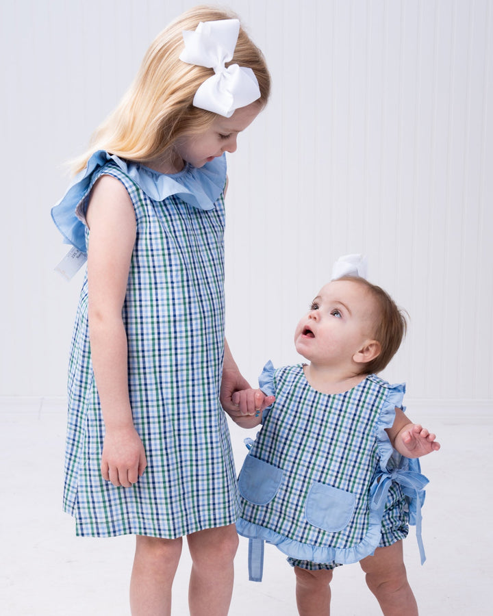 Ally Kole Green & Blue Check Dress