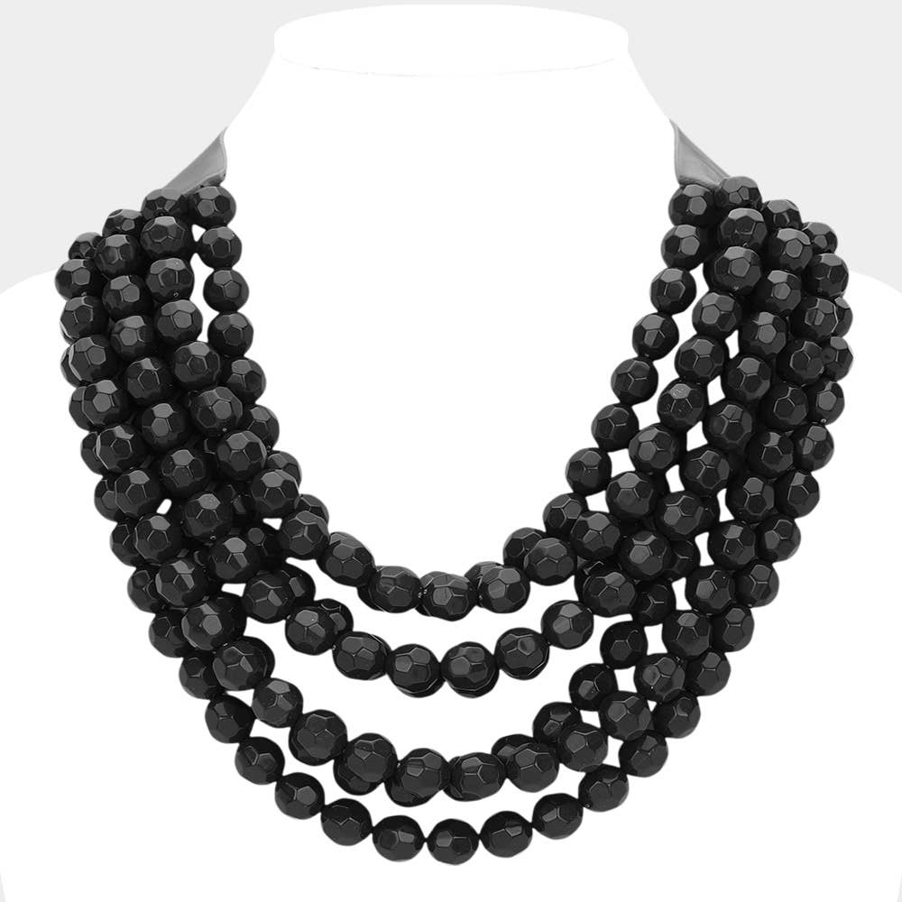 Sensibling Corp. - Chunky Acrylic Bead Layered Faux Leather Magnetic Necklace: Orange