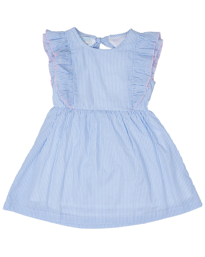 Faye Light Blue Stripe With Pink Trim Dress