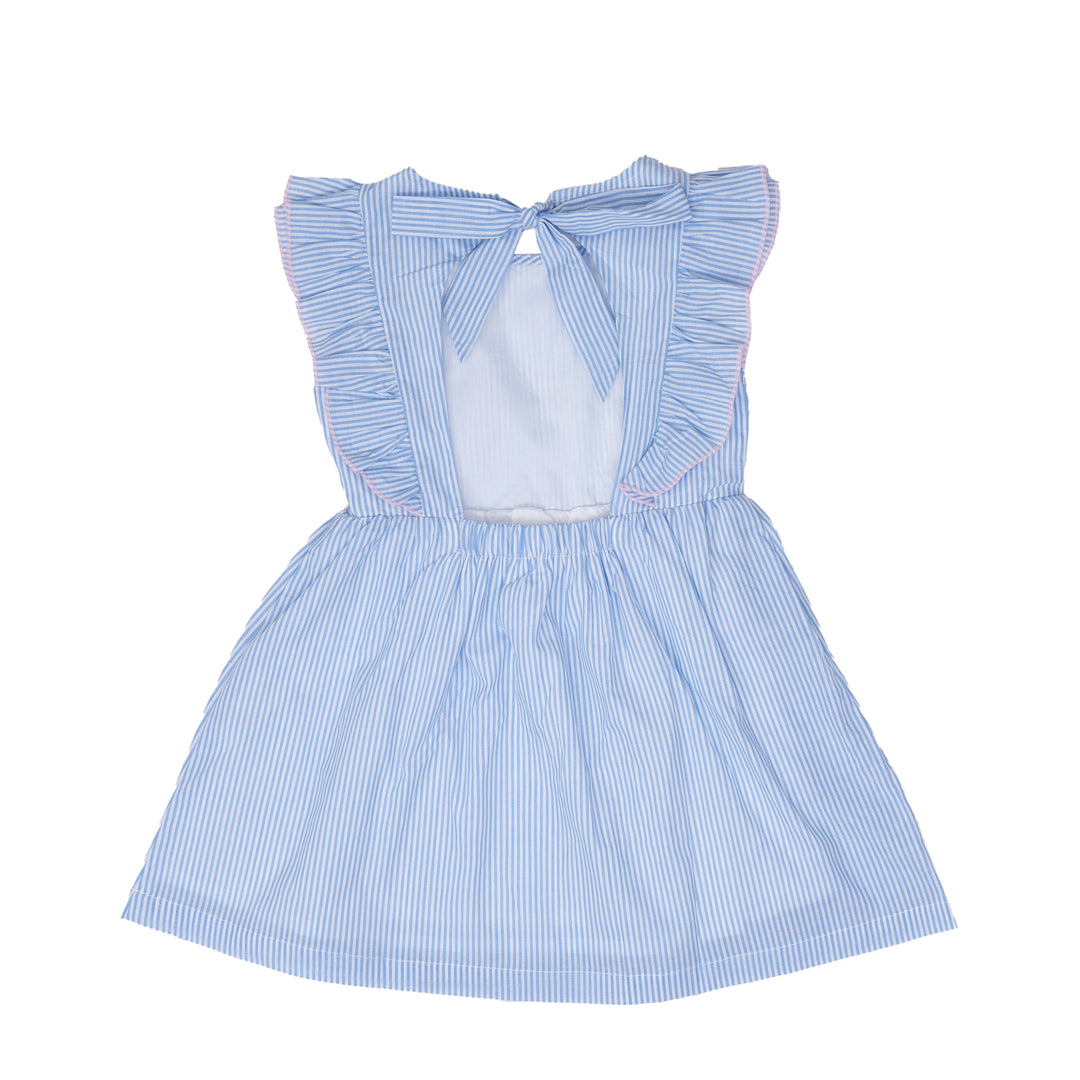 Faye Light Blue Stripe With Pink Trim Dress