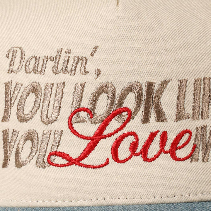 Fashion City - You Look Like You Love Me Embroidery Trucker Hat: Light Pink / ONE SIZE