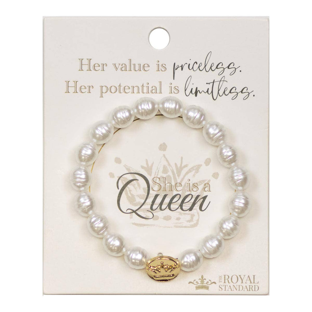 The Royal Standard - She is a Queen  Bracelet   White/Gold   7"