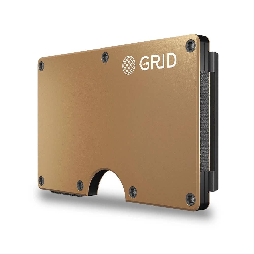 GRID Wallet - Grid Wallet // Gold Aluminum: Gold / Aluminum / 3.38"L x 2.12"W x 0.23"H