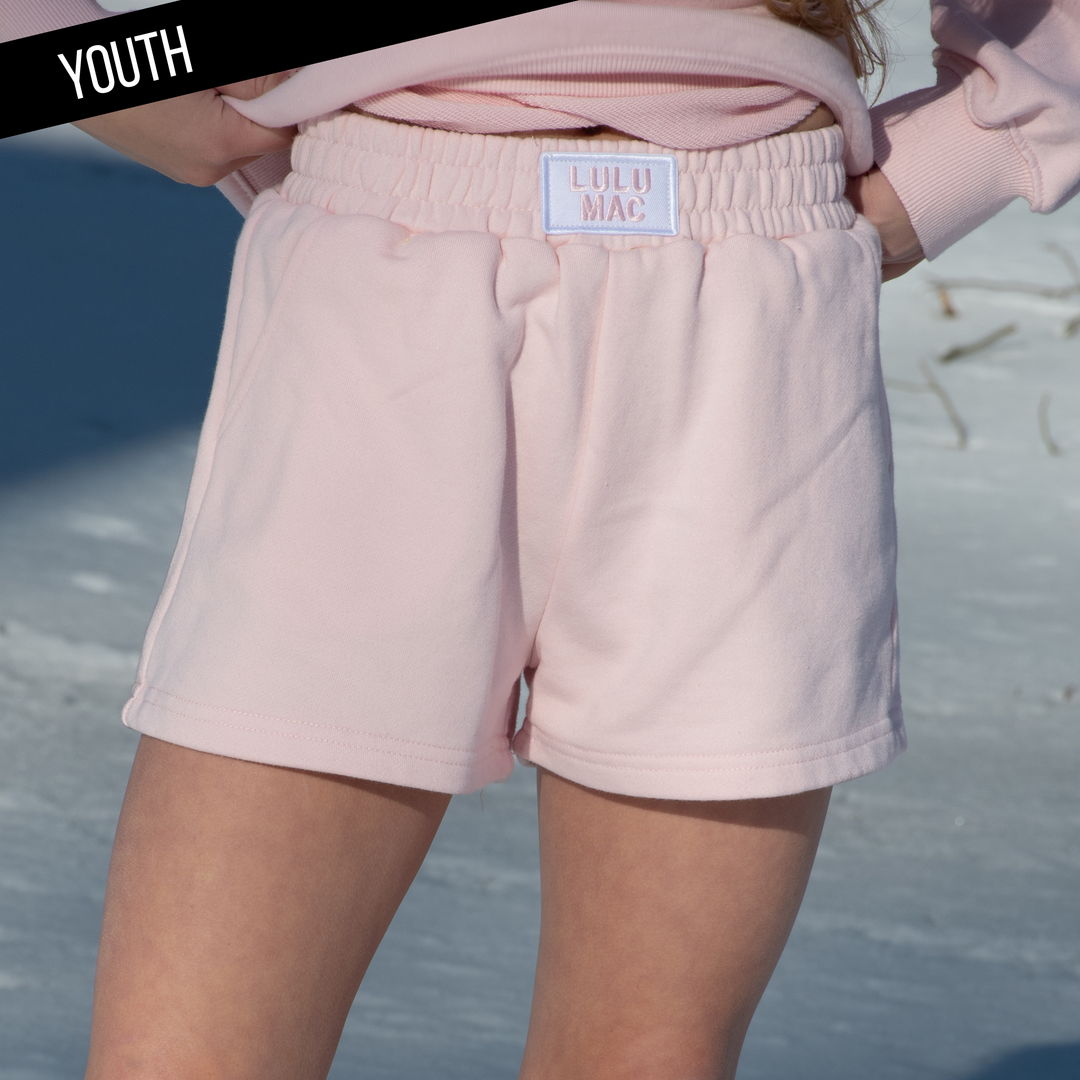 Lulu Mac KID TERRY CLOTH SHORTS : LIGHT PINK / Youth