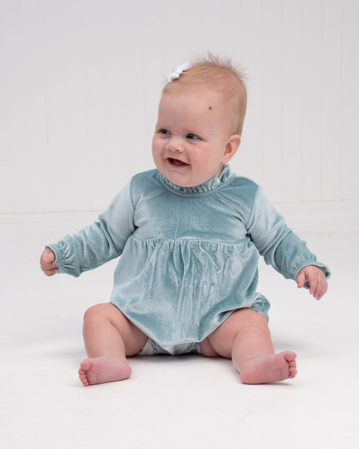 Hannah Ice Blue Velvet Bubble