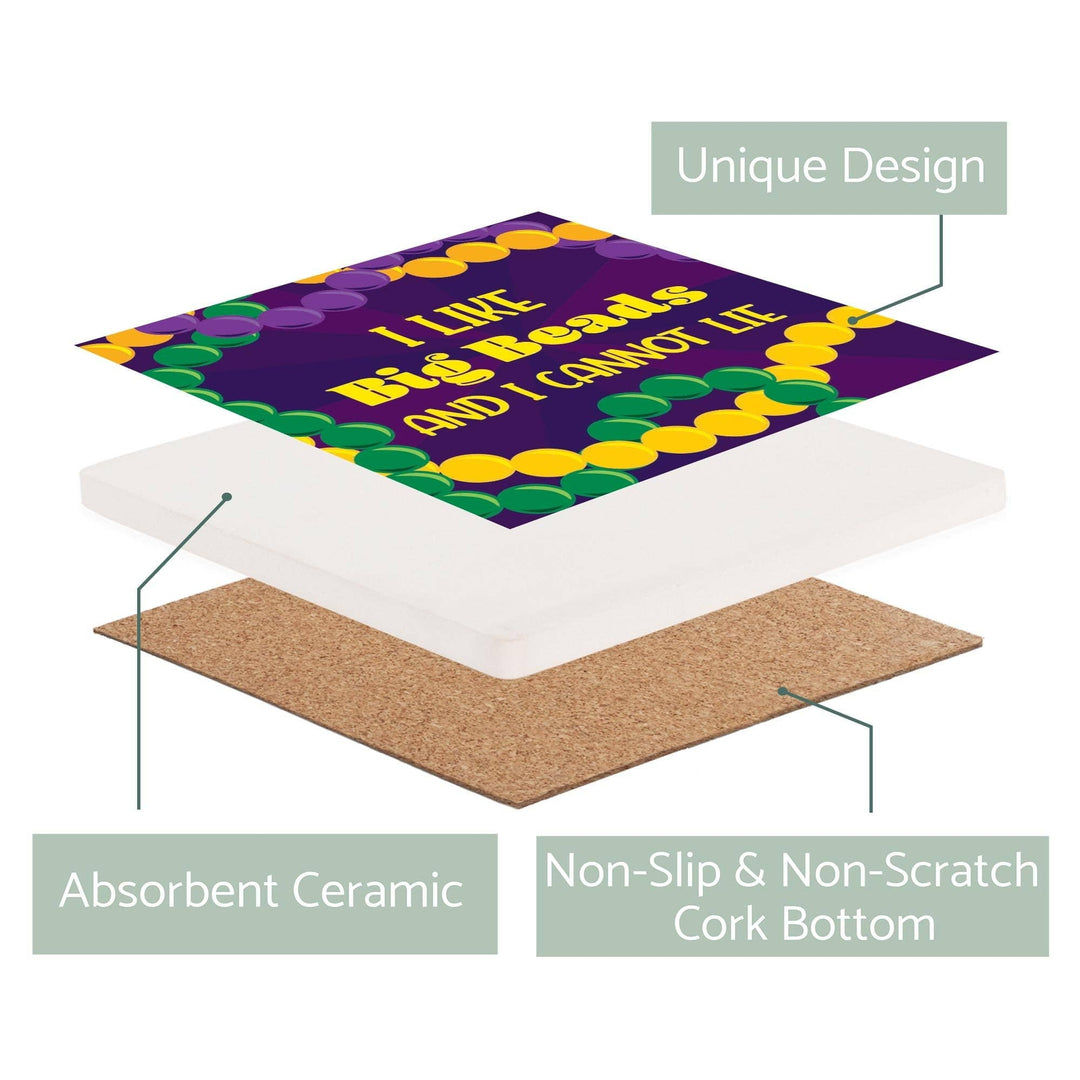 Clairmont & Co - Coaster, Mardi Gras Decor, Mardi Gras Beads