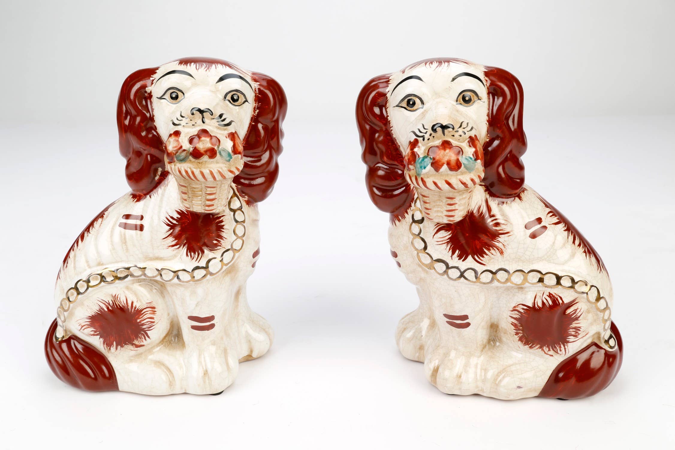 Staffordshire Dog Pair with Flower Baskets - Thumbnail 2