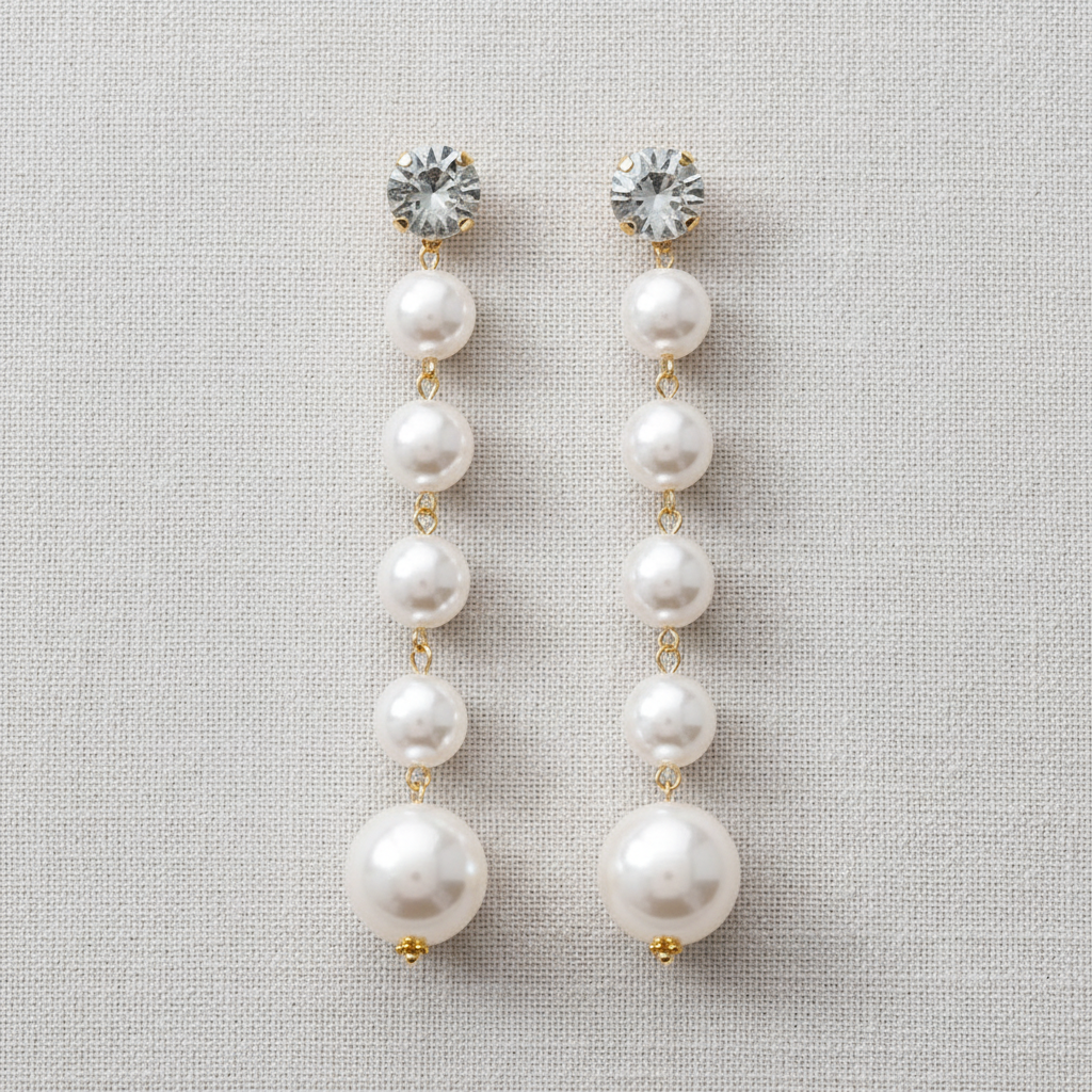 paperln - Retro Pearl Rhinestone Tassel Earrings