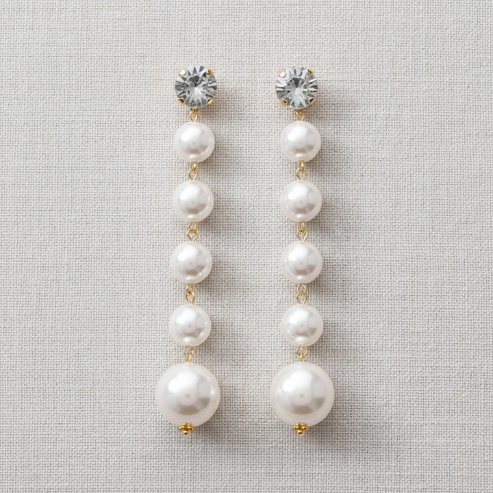 paperln - Retro Pearl Rhinestone Tassel Earrings