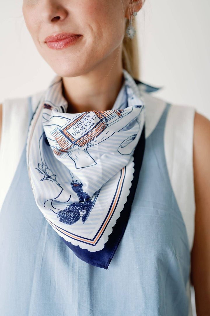 Gracefully Made Art - Auburn University Striped Silk Scarf