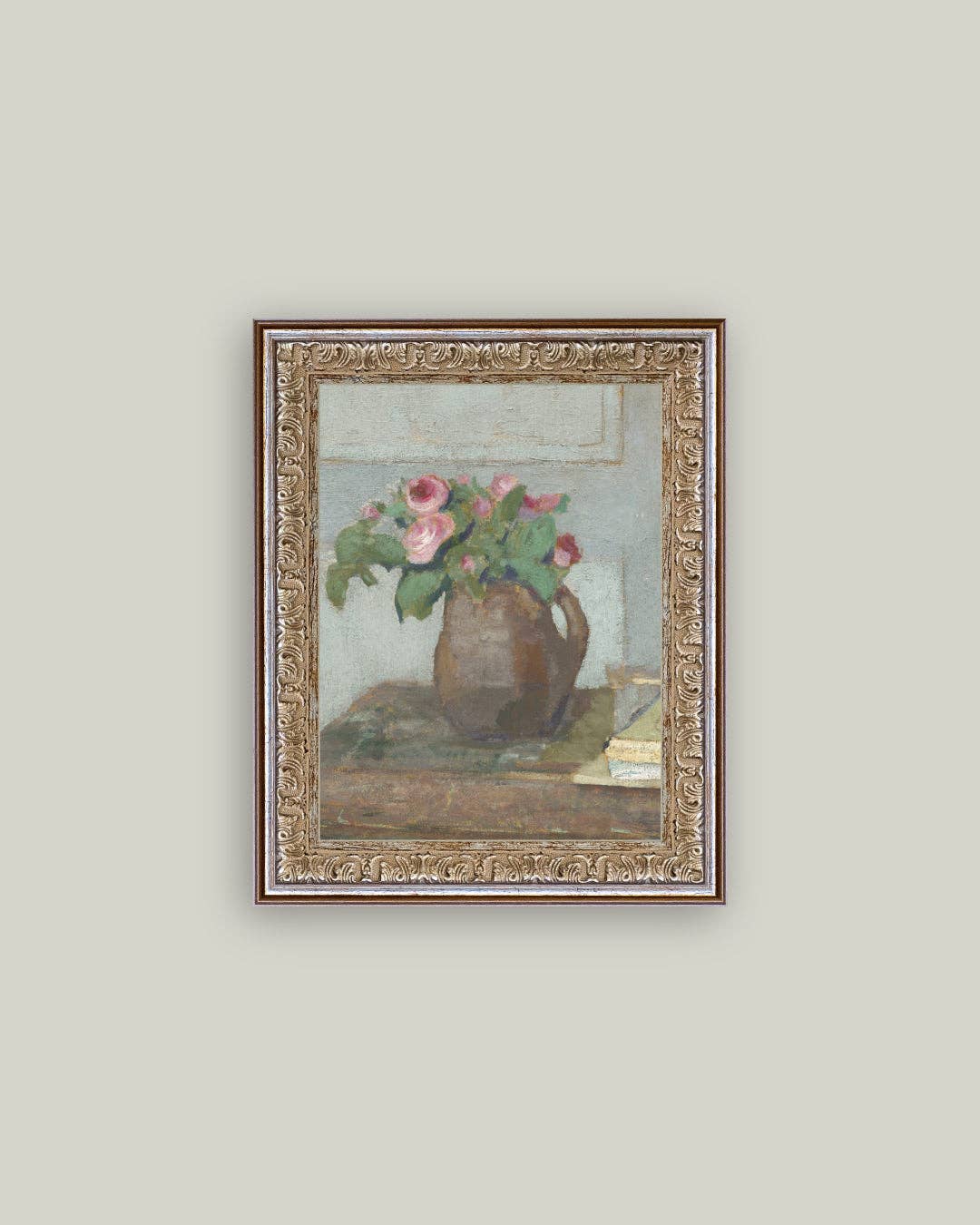 Petal Lane Home - Rose Vase Framed Antique Art: 8x10