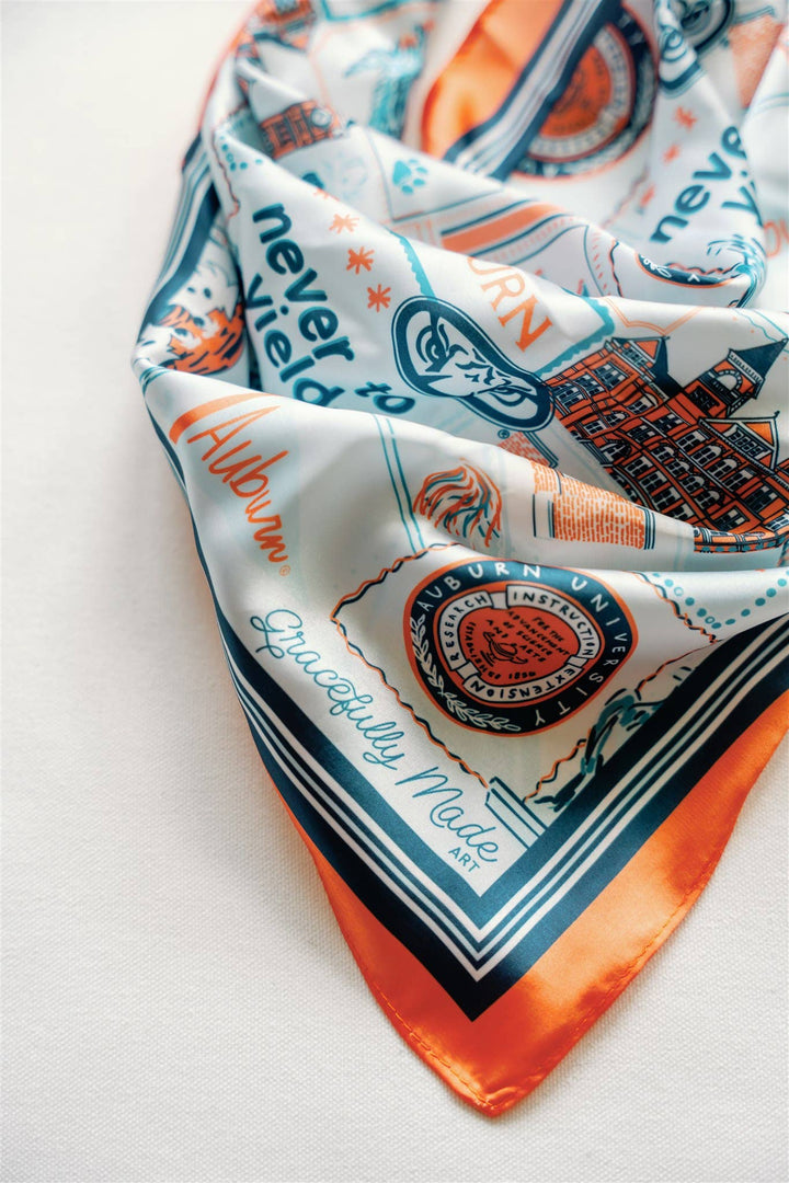 Gracefully Made Art - Auburn University Silk Scarf