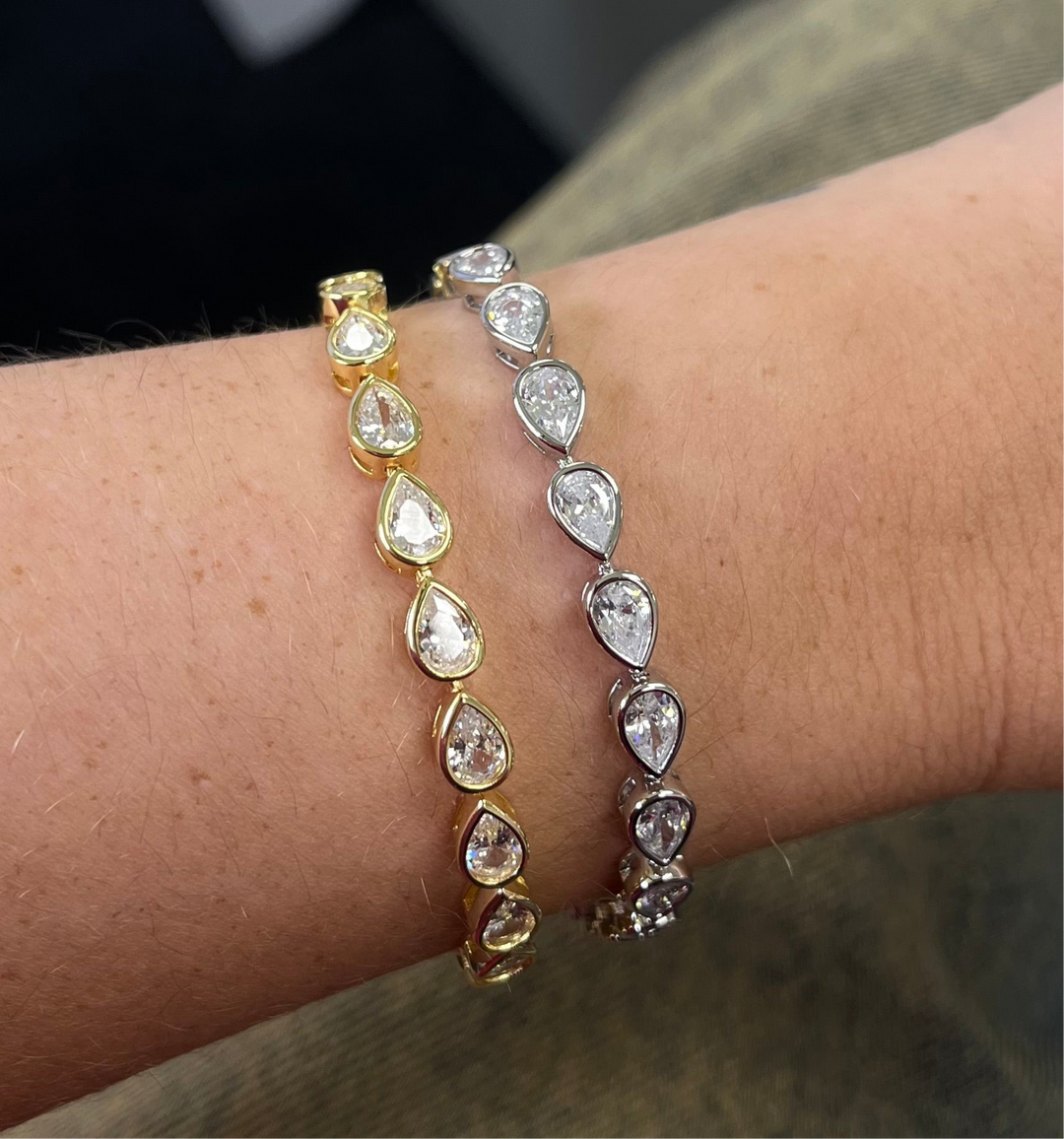 Sahira Jewelry Design - Ines Raindrop Tennis Bracelet: Gold