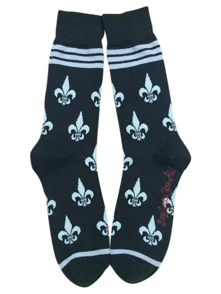Buy Socks You All - Fleur de Lis Silver and Black Men's Socks