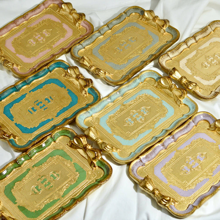 Via Graceffo - Florentine Carved Gilded Wood Mini Tray with Bow
