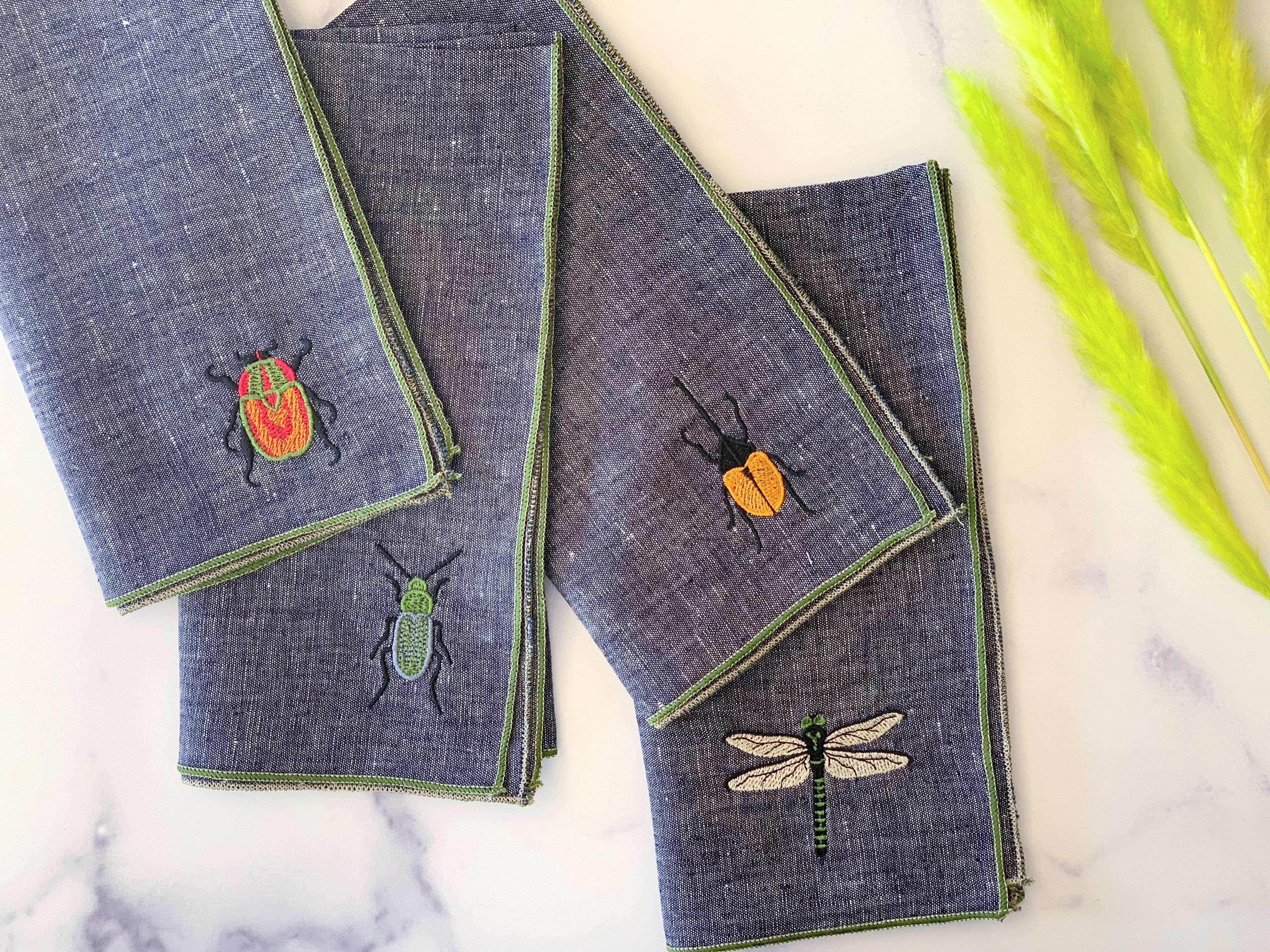 Dot and Army Linen Chambray Cloth Napkins