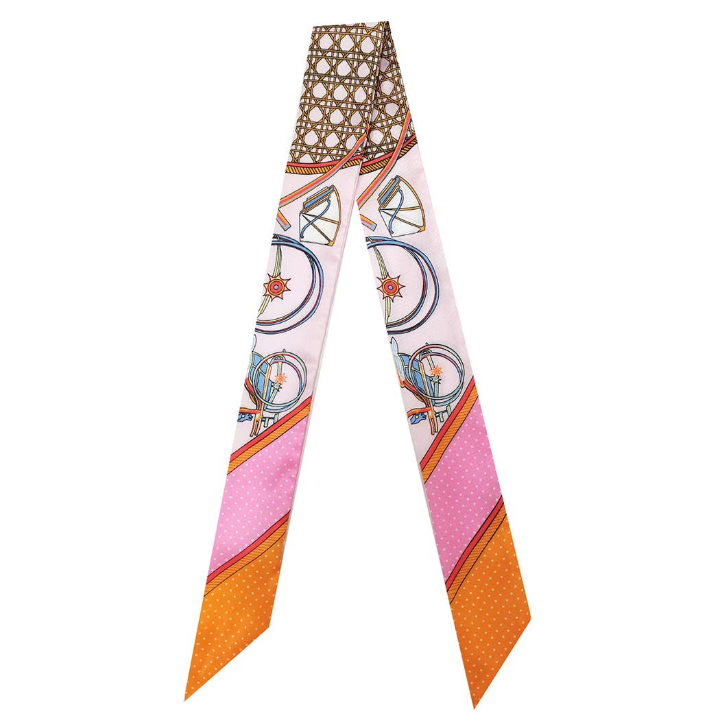 Fashion City - Multi-Colored Pattern Light Weight Twilly Scarf : PNK / ONE SIZE
