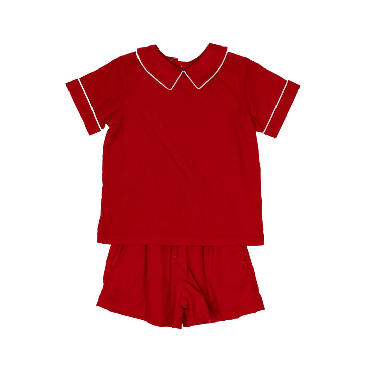 John Red Cord Short Set