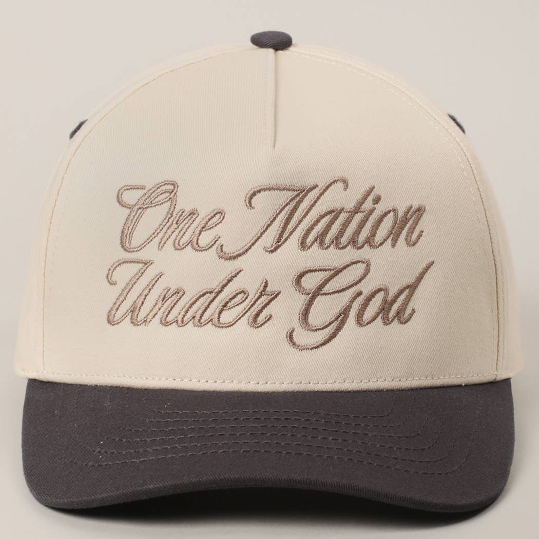 Fashion City - One Nation Under God Two-Tone Trucker Hat: NATURAL/RED / ONE SIZE