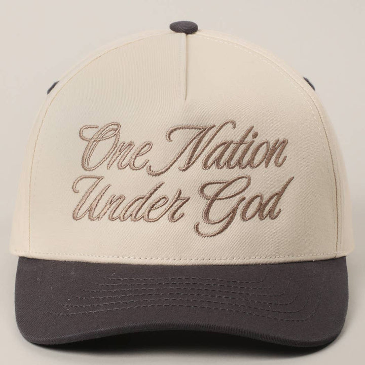 Fashion City - One Nation Under God Two-Tone Trucker Hat: NATURAL/RED / ONE SIZE