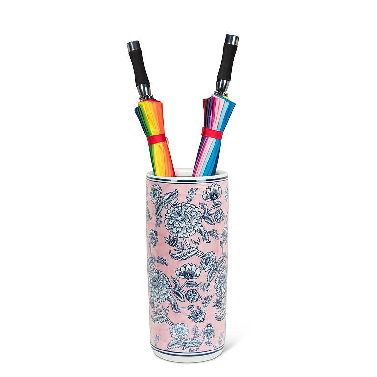Floral Print Umbrella Stand-Pnk/Blu-18"H